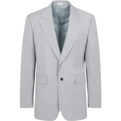 Grey Wool Mohair Jacket Ss23 , male, Sizes: XL, L - alexander mcqueen - Modalova