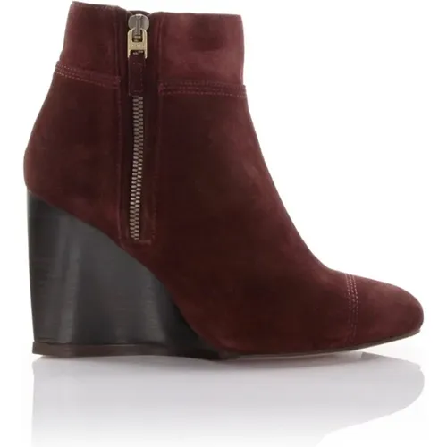 Bordeaux Suede Wedge Booties , female, Sizes: 4 1/2 UK, 4 UK - Lanvin - Modalova