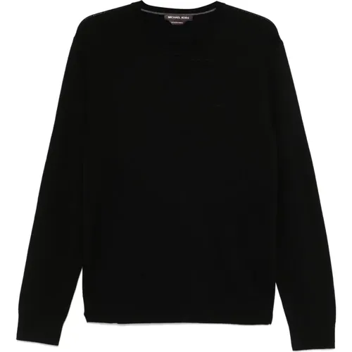 Schwarzer Merino Crew bestickter Pullover , Herren, Größe: M - Michael Kors - Modalova