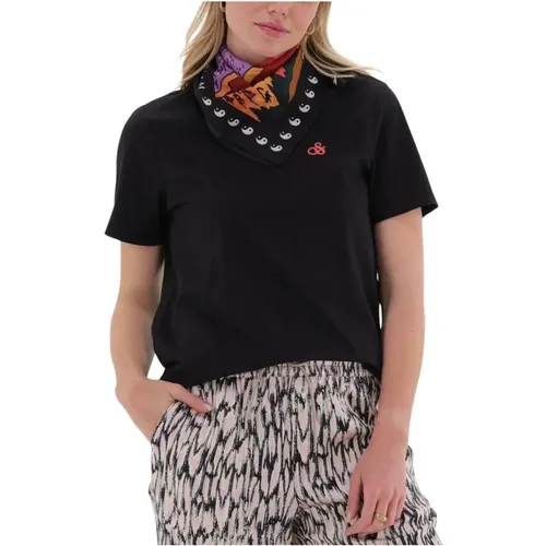 Regular-fit Baumwoll-T-Shirt mit abnehmbarer Bandana , Damen, Größe: XS - Scotch & Soda - Modalova