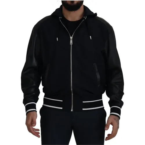 Polyester Hooded Blouson Coat Jacket , male, Sizes: L - Dolce & Gabbana - Modalova