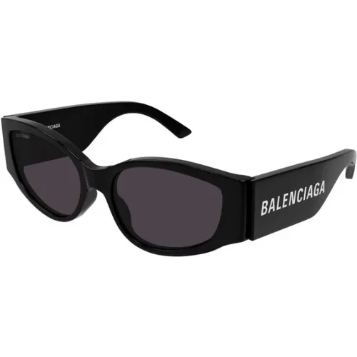 Schwarzer Rahmen Graue Linse Sonnenbrille , Damen, Größe: 58 MM - Balenciaga - Modalova