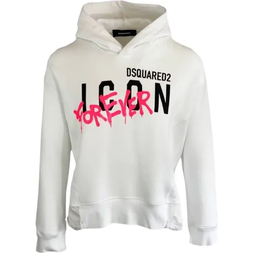 Ewige Ikone - Weiße Kapuzenpullover , Damen, Größe: 2XS - Dsquared2 - Modalova