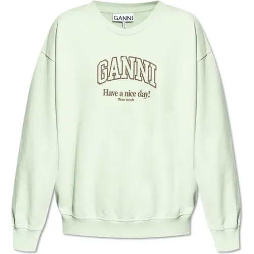 Sweatshirt mit Logo , Damen, Größe: 2Xs/Xs - Ganni - Modalova