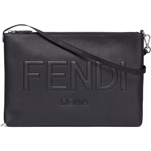 Leather Clutch Bag , male, Sizes: ONE SIZE - Fendi - Modalova