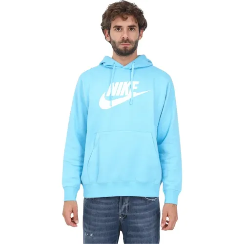 Hellblaues Kapuzensweatshirt mit Iconic Logo , Herren, Größe: L - Nike - Modalova