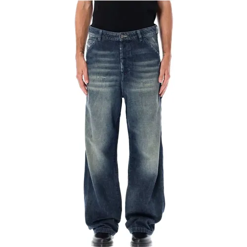 Verwaschene Wide-Leg Blaue Jeans , Herren, Größe: W31 - Diesel - Modalova