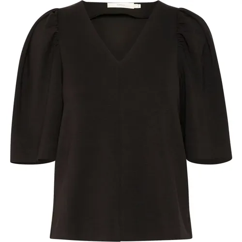 Schwarze Bluse mit Rüschen-Details , Damen, Größe: XL - InWear - Modalova