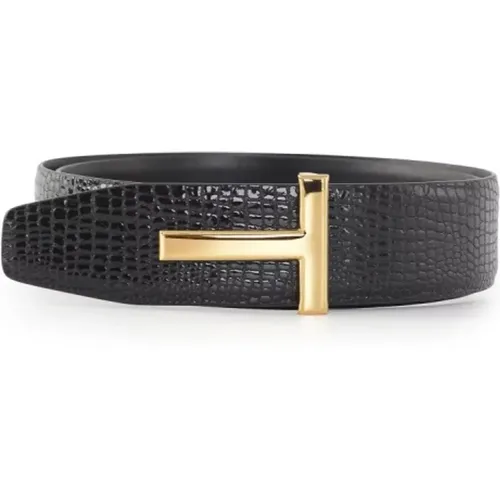 Reversible Leather Belt with Snake Skin , unisex, Sizes: 105 CM, 100 CM - Tom Ford - Modalova