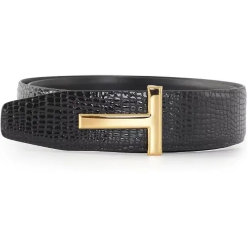 Reversible Leather Belt with Snake Skin , unisex, Sizes: 105 CM, 100 CM, 95 CM - Tom Ford - Modalova