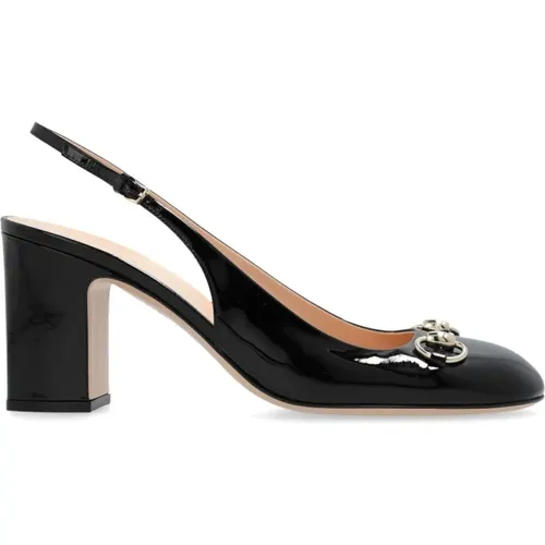 Schwarze Lackleder Slingback Sandalen - Gucci - Modalova