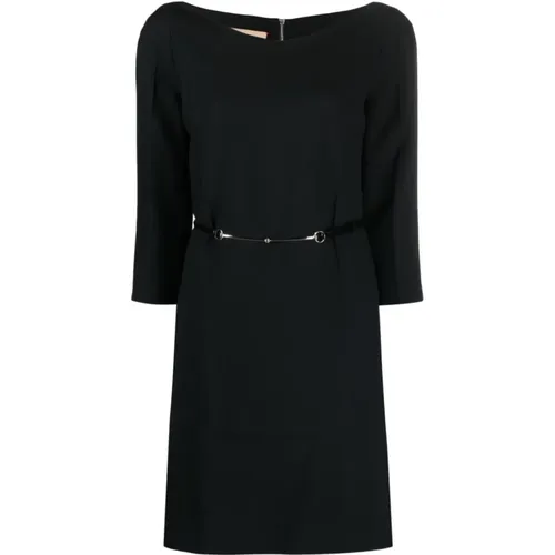 Horsebit Belted Dress , female, Sizes: S, XS - Gucci - Modalova