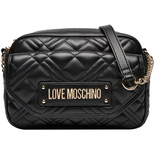 Schwarze Umhängetasche mit Goldenen Details - Moschino - Modalova