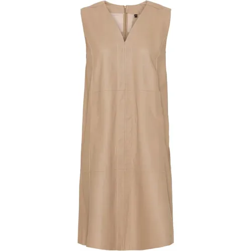 Einfaches Leder A-Linie Kleid Cream , Damen, Größe: M - NOTYZ - Modalova