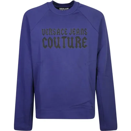 Blaue Strickjacke mit ***cv , Herren, Größe: L - Versace Jeans Couture - Modalova