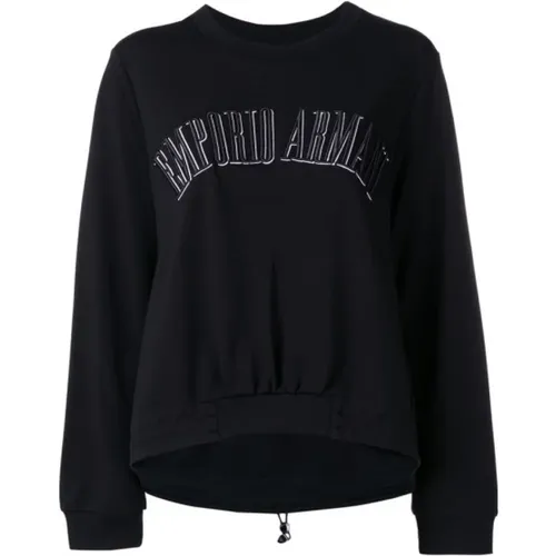 Rundhalsausschnitt Sweatshirt aus Viskosemischung , Damen, Größe: L - Emporio Armani - Modalova