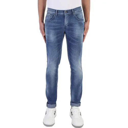 Skinny Fit Low Waist Hellblaue Jeans , Herren, Größe: W32 - Dondup - Modalova