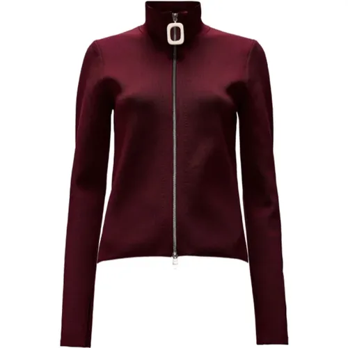 Burgundy Zip-Up Cardigan , female, Sizes: L, XS - JW Anderson - Modalova