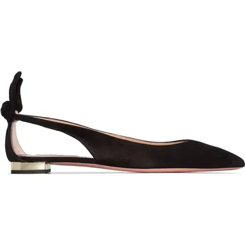 Schwarze flache Schuhe , Damen, Größe: 36 1/2 EU - Aquazzura - Modalova