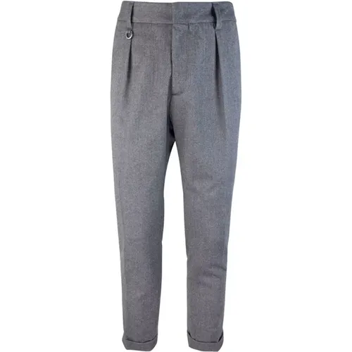 Grey Regular Fit Trousers with Belt Loops , male, Sizes: M, S - Paolo Pecora - Modalova