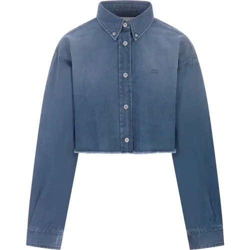 Denim Shirt with 4G Logo , female, Sizes: M - Givenchy - Modalova