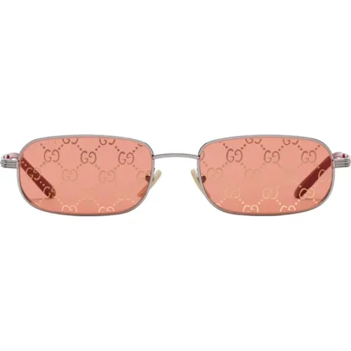 Metallische ovale Spiegel-Sonnenbrille,Essentielle Metallsonnenbrille mit -Logo,Stylische Sonnenbrille Gg1457S - Gucci - Modalova