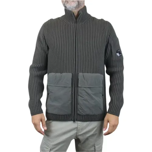 Graue Strickjacke mit Reißverschluss , Herren, Größe: 2XL - C.P. Company - Modalova