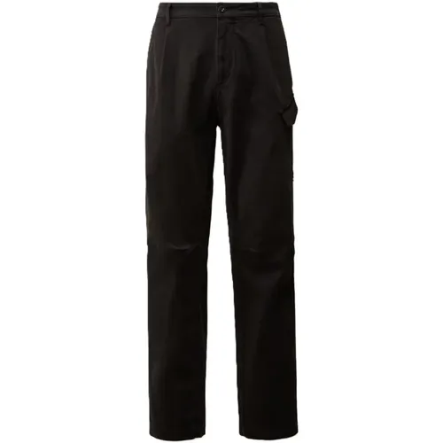 Schwarze lockere Passform Stretch-Chino , Herren, Größe: L - C.P. Company - Modalova