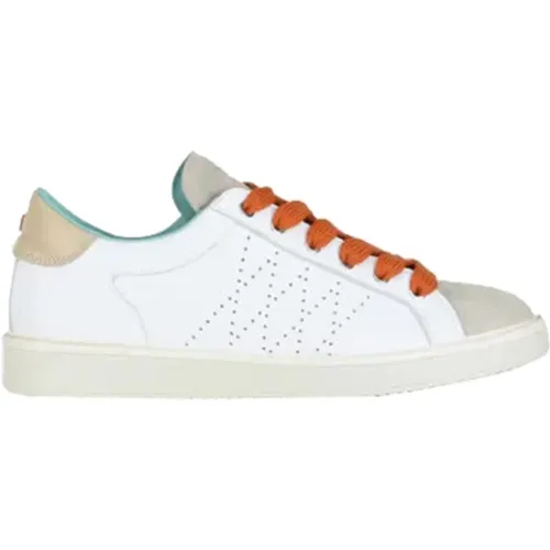 White Lace-Up Sneakers in Pelle and Suede , male, Sizes: 8 UK, 9 UK, 7 UK, 10 UK - Panchic - Modalova