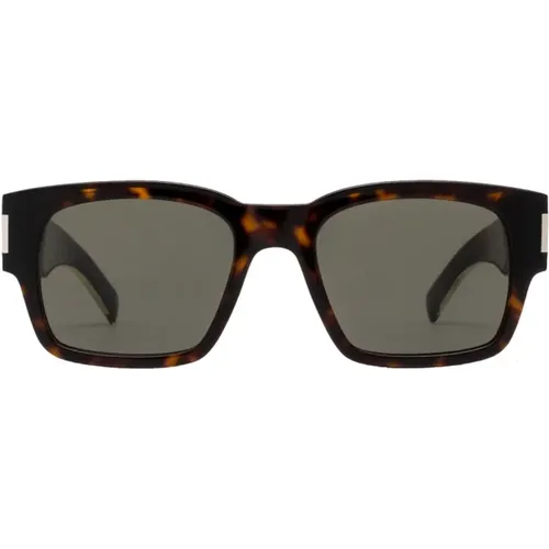 Unisex Square Acetate Sunglasses in Dark Brown Tortoise , unisex, Sizes: 53 MM - Saint Laurent - Modalova