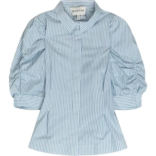 Elegant ¾ Sleeve Pinstripe Shirt , female, Sizes: S - Munthe - Modalova