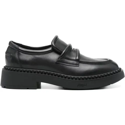 Schwarze Leder Slip-On Penny Loafers - Ash - Modalova