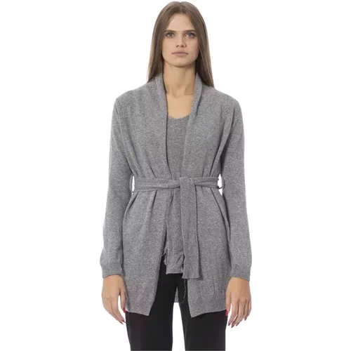 Trendiger Cardigan mit Gürtel und Monogramm , Damen, Größe: L - Baldinini - Modalova