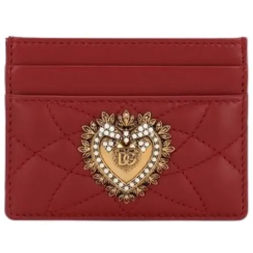 Quilted Leather Devotion Card Holder , female, Sizes: ONE SIZE - Dolce & Gabbana - Modalova