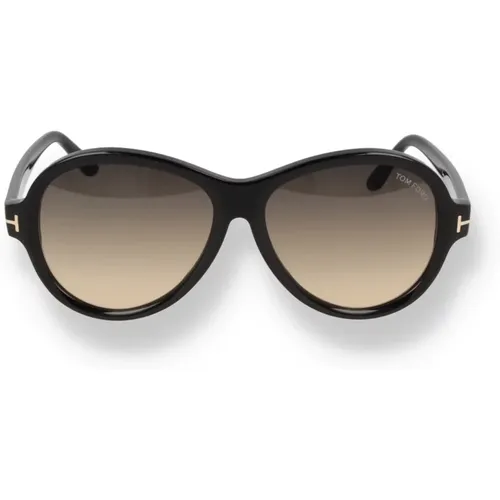 Geometrische schwarze Sonnenbrille für Frauen - Tom Ford - Modalova