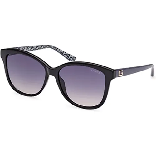 Stylische schwarze Sonnenbrille mit grauen Gläsern , Damen, Größe: 58 MM - Guess - Modalova