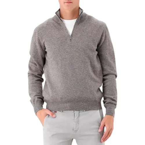 Brauner Zip Pullover , Herren, Größe: L - Gran Sasso - Modalova