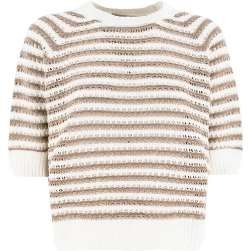 Striped Mesh Stitch Sweater , female, Sizes: S, M - Le Tricot Perugia - Modalova