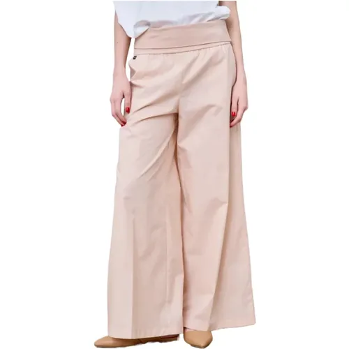 Sandfarbene Baumwollhose mit elastischem Bund , Damen, Größe: 2XS - Manila Grace - Modalova