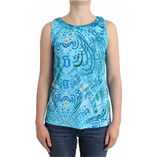 Blau Bedrucktes Tanktop , Damen, Größe: XS - John Galliano - Modalova