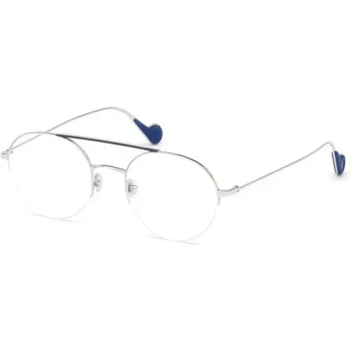Stilvolle Silberne Brille , unisex, Größe: 51 MM - Moncler - Modalova