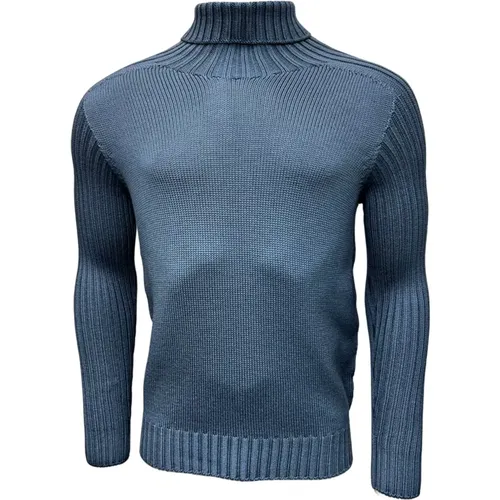 Rainwool Rollkragenpullover, denimblau , Herren, Größe: 2XL - Gran Sasso - Modalova