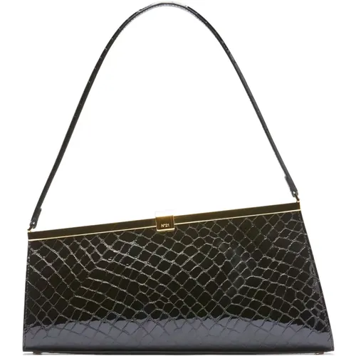 Croc-Effect Patent-Leather Bag , female, Sizes: ONE SIZE - N21 - Modalova