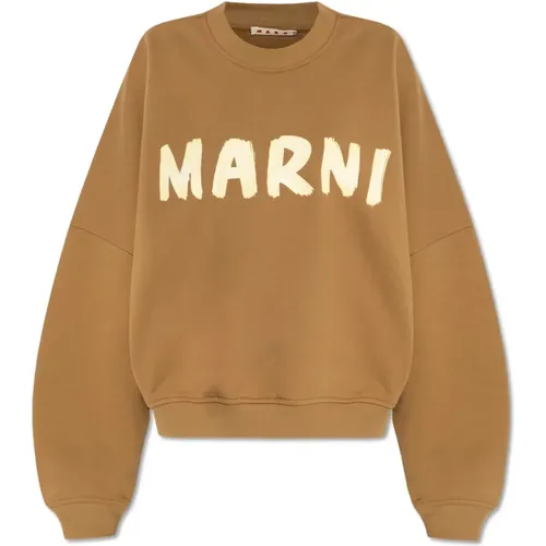 Sweatshirt mit bedrucktem Logo , Damen, Größe: XS - Marni - Modalova