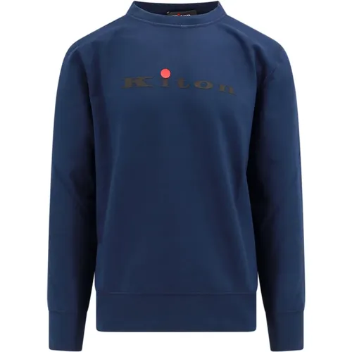 Blauer Crew-neck Sweatshirt, Hergestellt in Italien , Herren, Größe: L - Kiton - Modalova