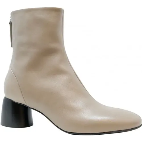 Taupe Leather Ankle Boots Fw23 , female, Sizes: 6 UK - Halmanera - Modalova