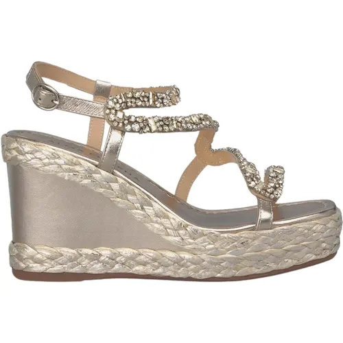 Beaded Zigzag Wedge Sandal , female, Sizes: 7 UK - Alma en Pena - Modalova