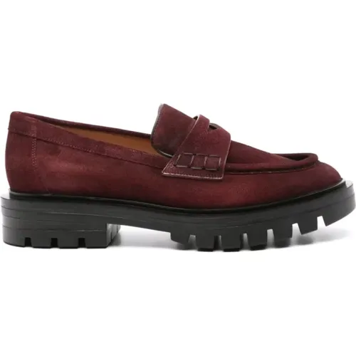 Burgundy Suede Loafers , Damen, Größe: 39 EU - Santoni - Modalova