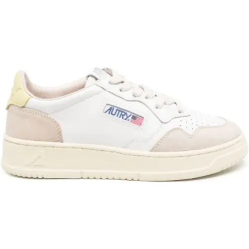 White Beige Low-Top Lace-Up Sneakers , female, Sizes: 3 UK - Autry - Modalova