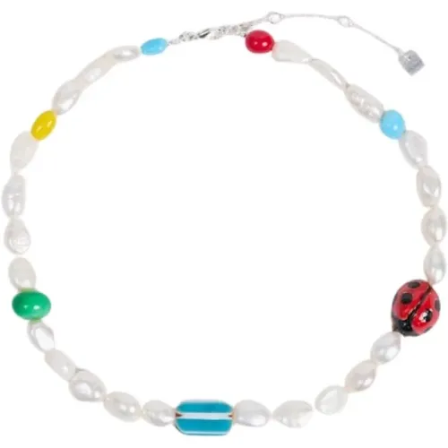 Bunter Perlen Choker Halskette , Damen, Größe: ONE Size - Malababa - Modalova